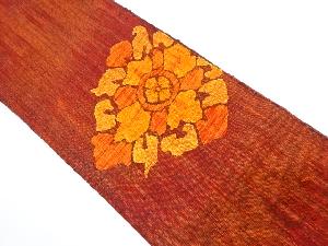 手織り真綿紬　花模様名古屋帯